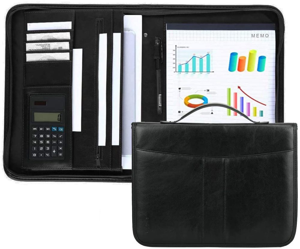 A4 Schreibmappe Portfolio Dokumenten-Mappe Konferenzmappe, Reißverschluss inkl. Schreibblock
