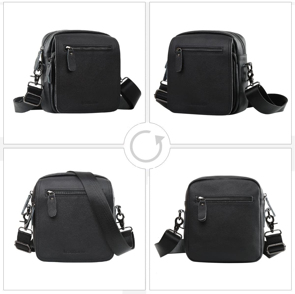 Leder Umhängetasche kleine Schultertasche Messenger Bag mit viel funktionellen Fächern für Herren