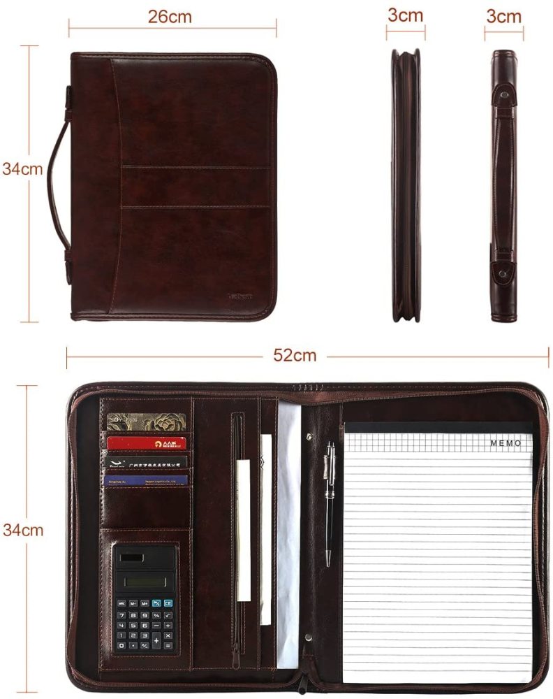 A4 Schreibmappe Portfolio Dokumenten-Mappe Konferenzmappe, Reißverschluss inkl. Schreibblock