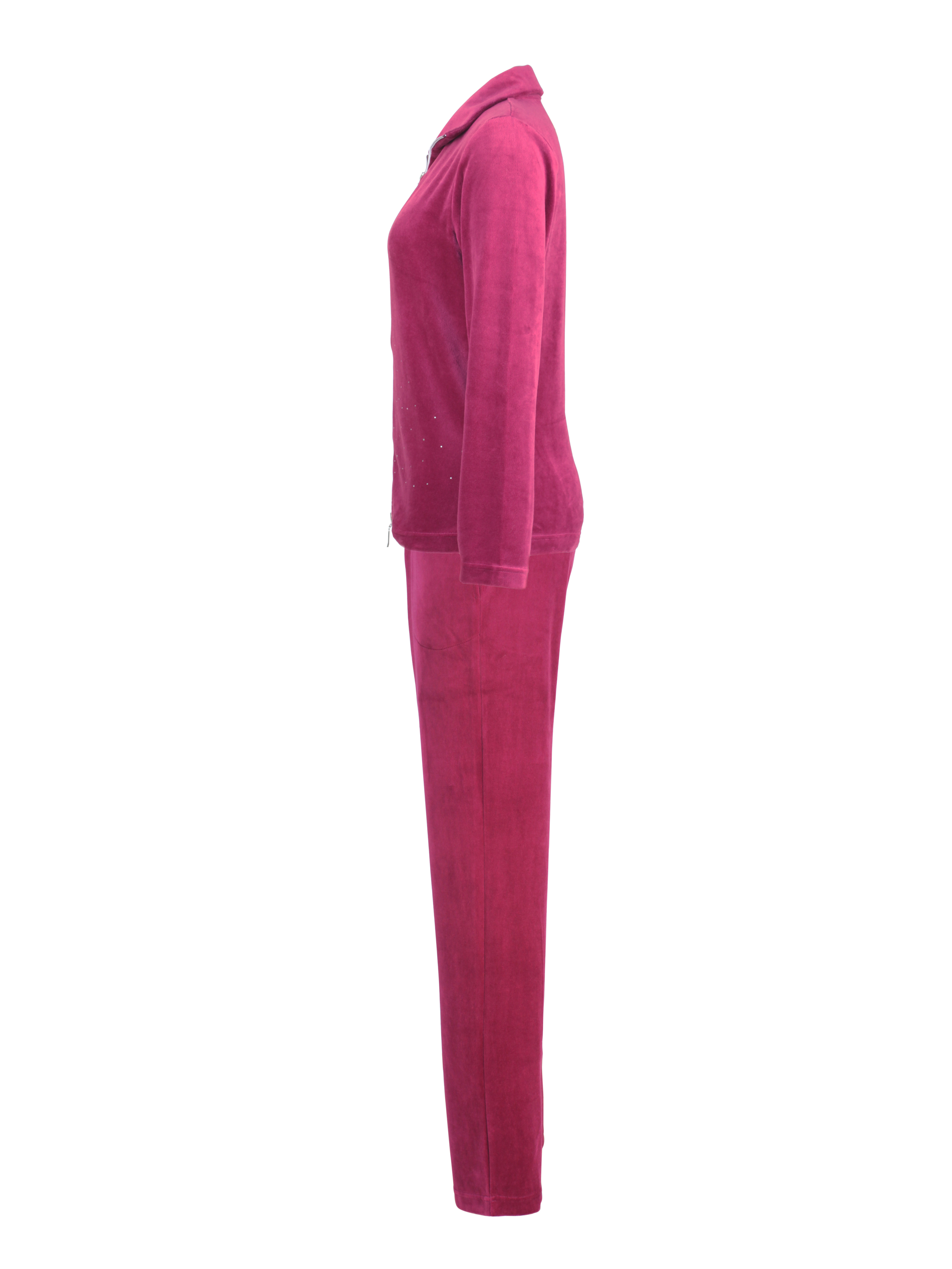 DESEN Damen Velours Nicki Freizeitanzug Fitnessanzug Hausanzug Jogginganzug Nicki-Anzug mit Reißverschluss und Glitzersteinen