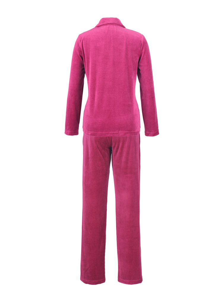 DESEN Damen Velours Nicki Freizeitanzug Fitnessanzug Hausanzug Jogginganzug Nicki-Anzug mit Reißverschluss und Glitzersteinen