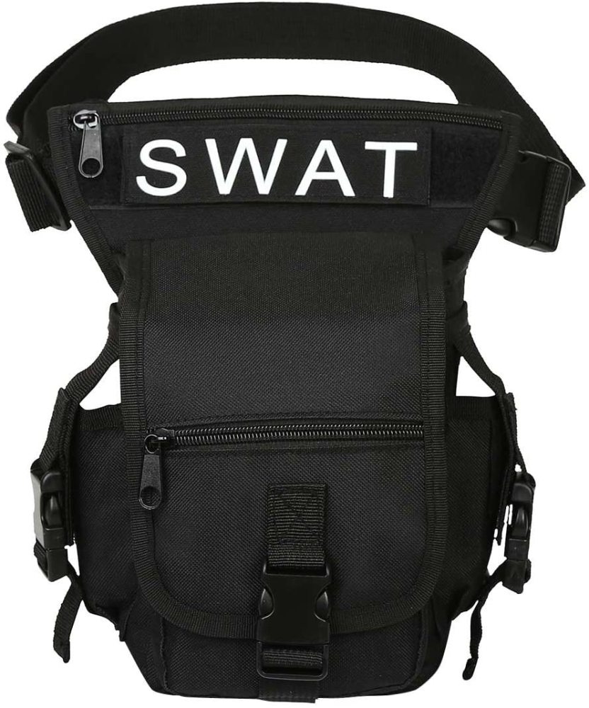 Beintasche Motorrad Hüfttasche für Damen & Herren klein leicht wasserdicht Schwarz/Braun aus Nylon/Canvas zum Radfahren Outdoor Sport