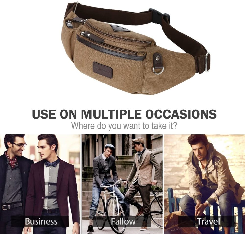 Herren Canvas Sportlich Freizeit Gürteltasche Bauchtasche Hüfttasche für Radfahren Joggen Kletterei Wandern Trekking Reisen Outdoor Sport