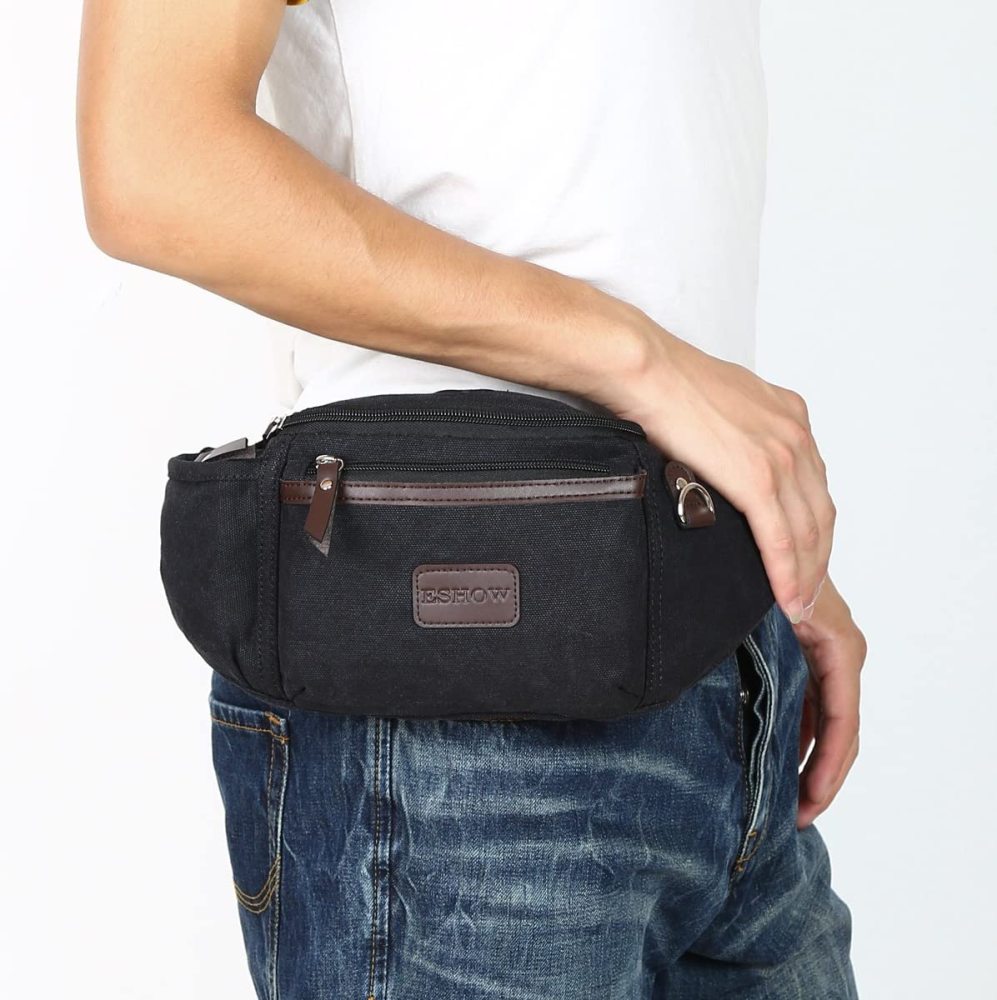 Herren Canvas Sportlich Freizeit Gürteltasche Bauchtasche Hüfttasche für Radfahren Joggen Kletterei Wandern Trekking Reisen Outdoor Sport