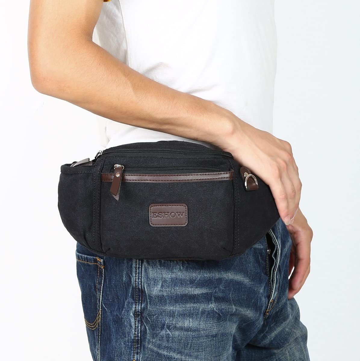 Herren Canvas Sportlich Freizeit Gürteltasche Bauchtasche Hüfttasche für Radfahren Joggen Kletterei Wandern Trekking Reisen Outdoor Sport