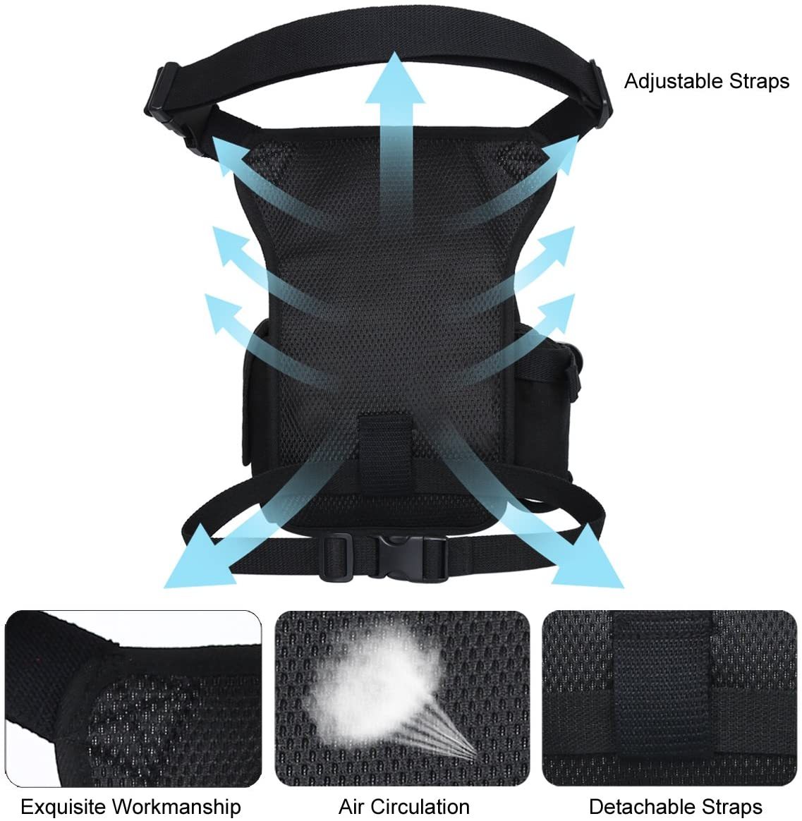 Beintasche Motorrad Hüfttasche für Damen & Herren klein leicht wasserdicht Schwarz/Braun aus Nylon/Canvas zum Radfahren Outdoor Sport