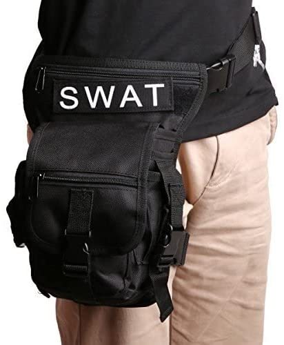 Beintasche Motorrad Hüfttasche für Damen & Herren klein leicht wasserdicht Schwarz/Braun aus Nylon/Canvas zum Radfahren Outdoor Sport