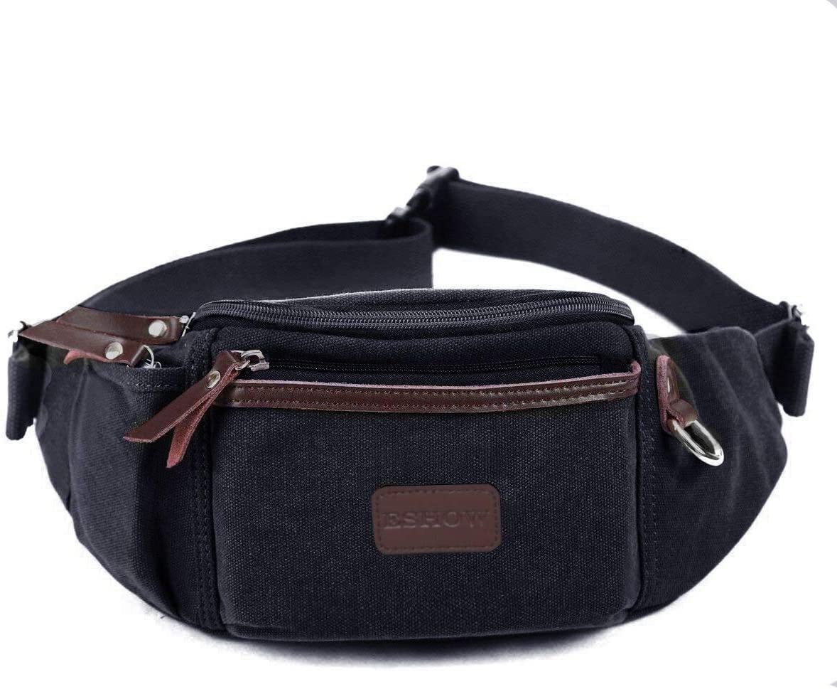 Herren Canvas Sportlich Freizeit Gürteltasche Bauchtasche Hüfttasche für Radfahren Joggen Kletterei Wandern Trekking Reisen Outdoor Sport
