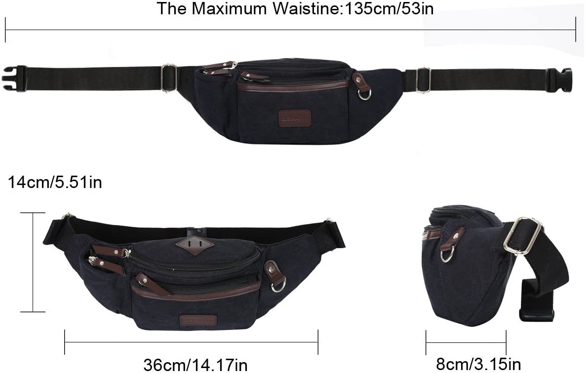 Herren Canvas Sportlich Freizeit Gürteltasche Bauchtasche Hüfttasche für Radfahren Joggen Kletterei Wandern Trekking Reisen Outdoor Sport