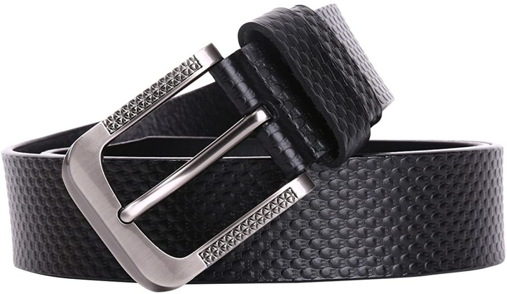 Herren stellbarer Ledergürtel 3.8 CM breiter Jeansgürtel Anzuggürtel Gürtelschnalle Belt Gurt Riemen
