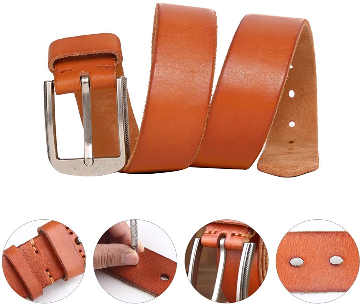 Ledergürtel Herren aus italienischem Rindsleder, 38 mm Breit, verstellbarer Jeansgürtel, Anzuggürtel in Braun und Schwarz