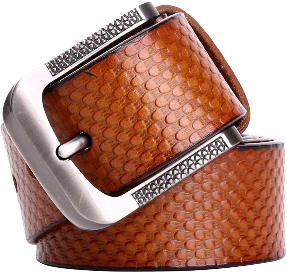 Herren stellbarer Ledergürtel 3.8 CM breiter Jeansgürtel Anzuggürtel Gürtelschnalle Belt Gurt Riemen