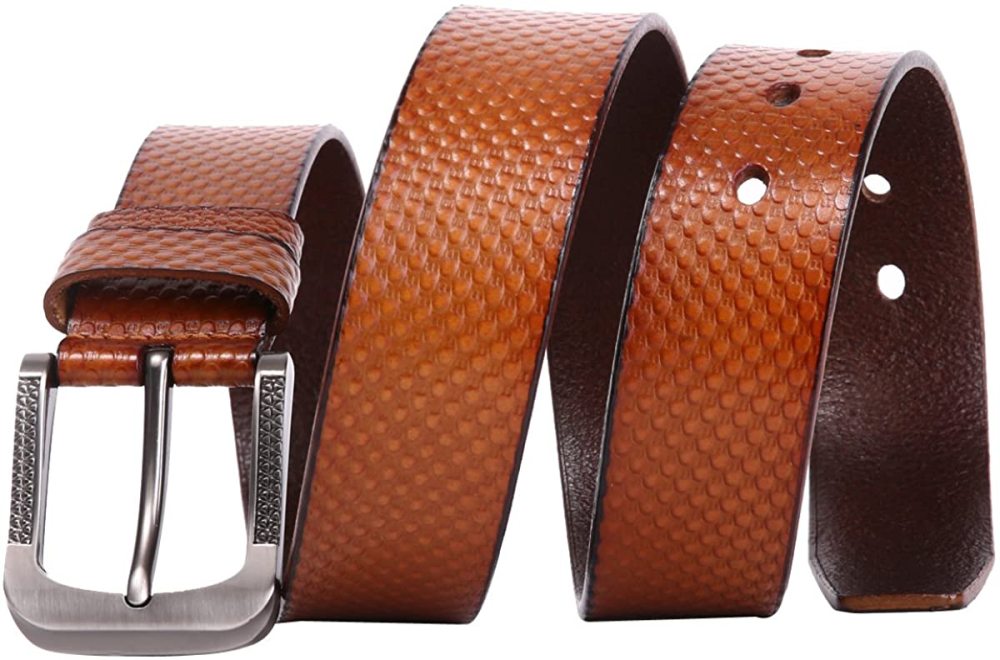 Herren stellbarer Ledergürtel 3.8 CM breiter Jeansgürtel Anzuggürtel Gürtelschnalle Belt Gurt Riemen