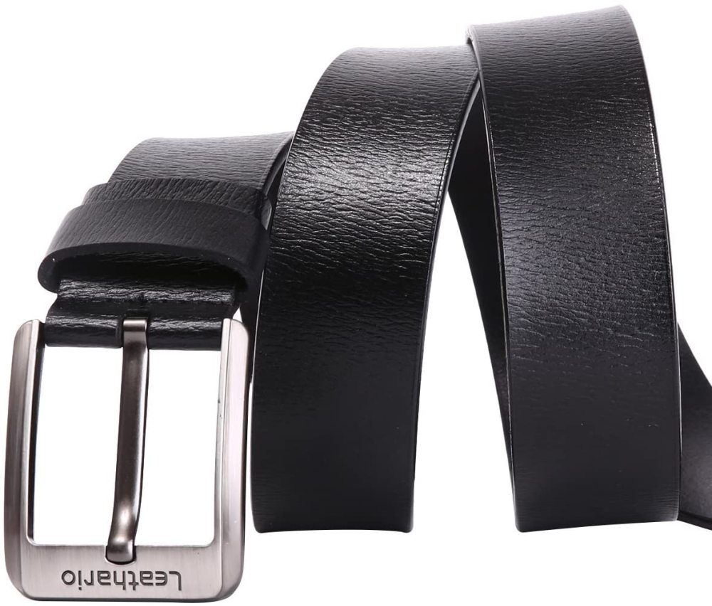 Herren stellbarer Ledergürtel 3.8 CM breiter Jeansgürtel Anzuggürtel Gürtelschnalle Belt Gurt Riemen