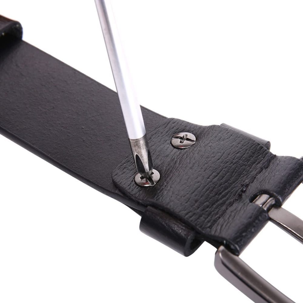 Herren stellbarer Ledergürtel 3.8 CM breiter Jeansgürtel Anzuggürtel Gürtelschnalle Belt Gurt Riemen