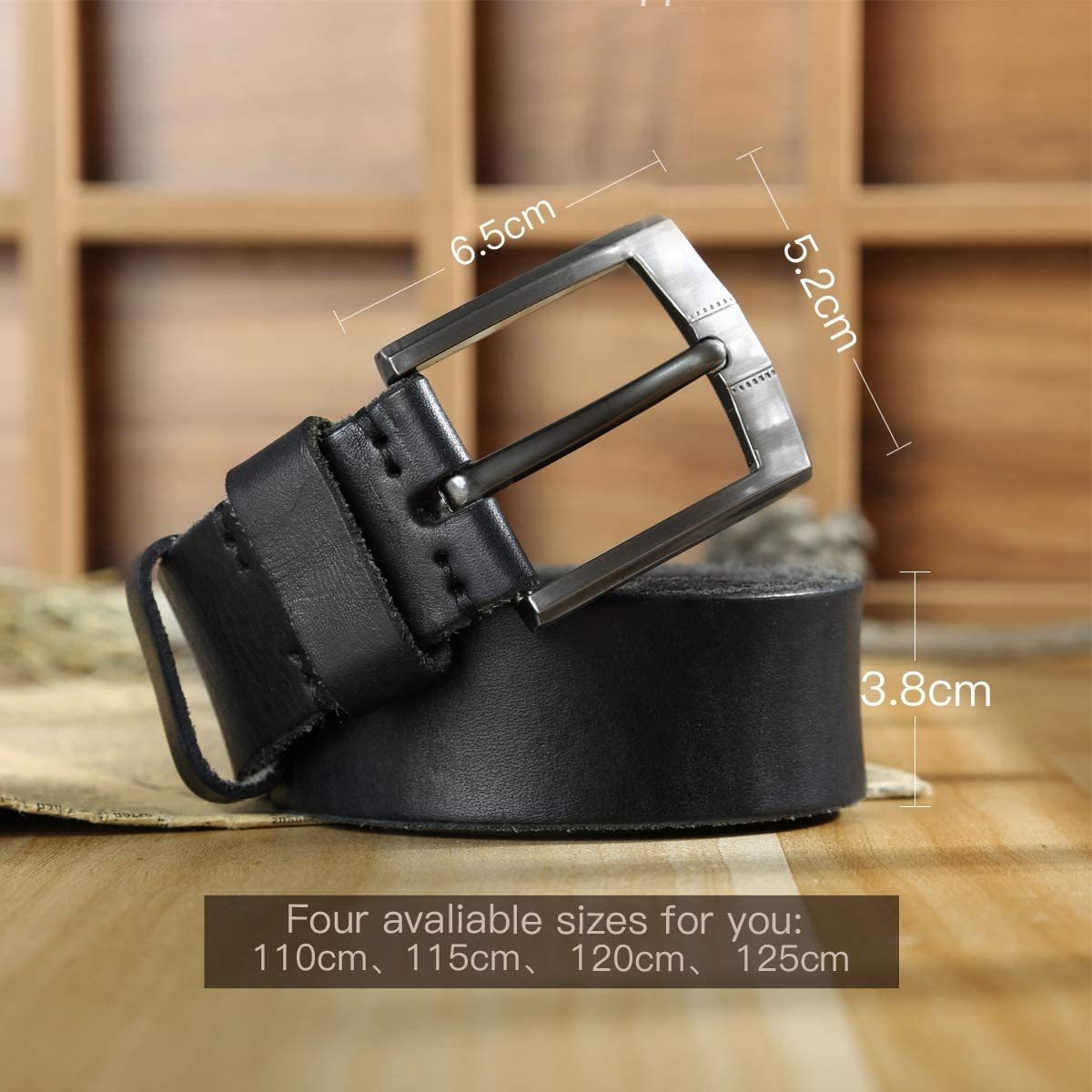 Ledergürtel Herren aus italienischem Rindsleder, 38 mm Breit, verstellbarer Jeansgürtel, Anzuggürtel in Braun und Schwarz