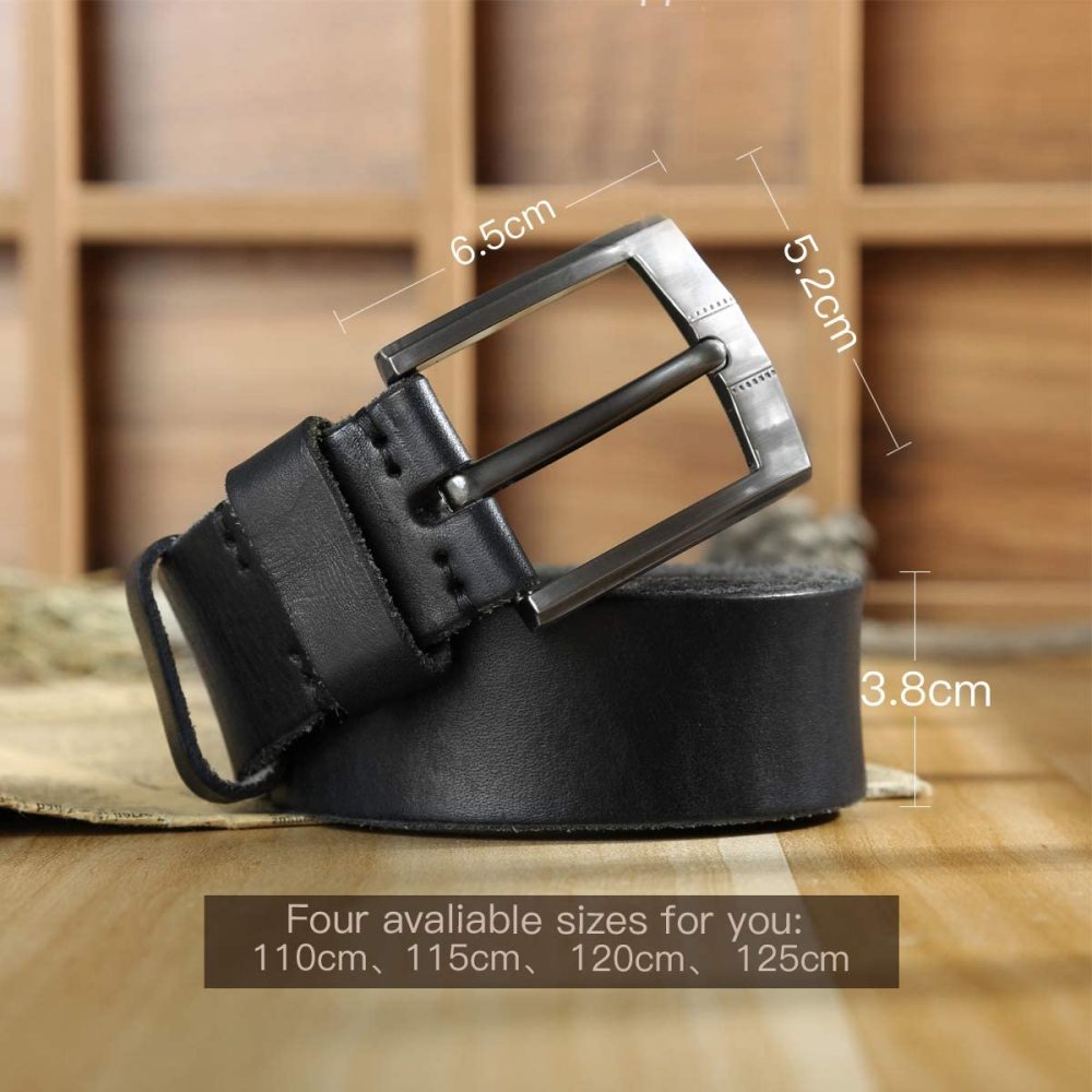 Ledergürtel Herren aus italienischem Rindsleder, 38 mm Breit, verstellbarer Jeansgürtel, Anzuggürtel in Braun und Schwarz
