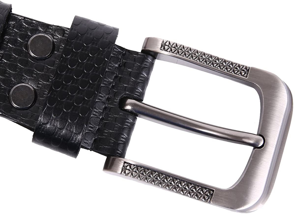 Herren stellbarer Ledergürtel 3.8 CM breiter Jeansgürtel Anzuggürtel Gürtelschnalle Belt Gurt Riemen