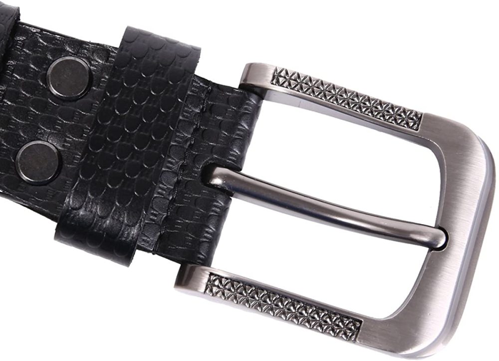 Herren stellbarer Ledergürtel 3.8 CM breiter Jeansgürtel Anzuggürtel Gürtelschnalle Belt Gurt Riemen