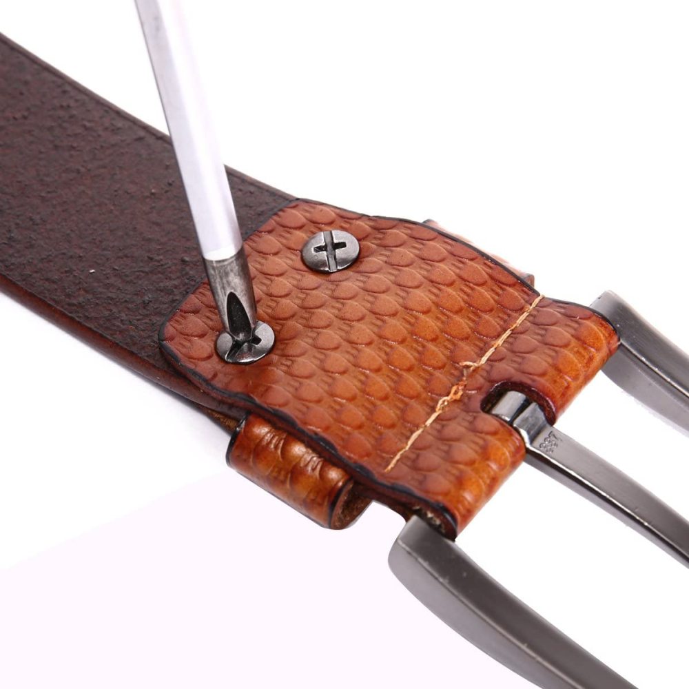 Herren stellbarer Ledergürtel 3.8 CM breiter Jeansgürtel Anzuggürtel Gürtelschnalle Belt Gurt Riemen