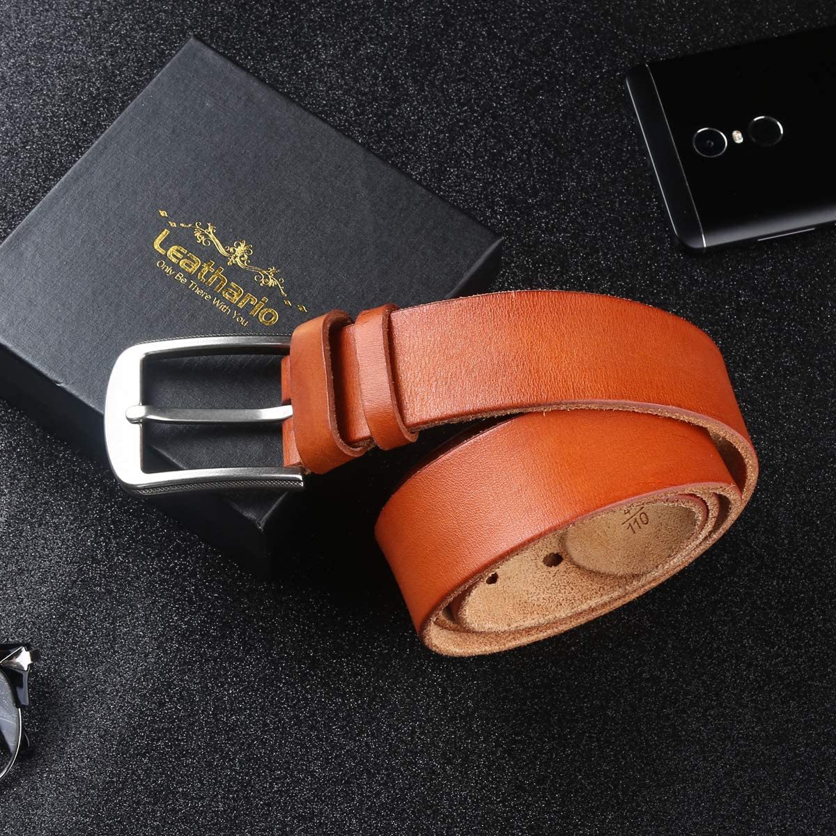 Ledergürtel Herren aus italienischem Rindsleder, 38 mm Breit, verstellbarer Jeansgürtel, Anzuggürtel in Braun und Schwarz
