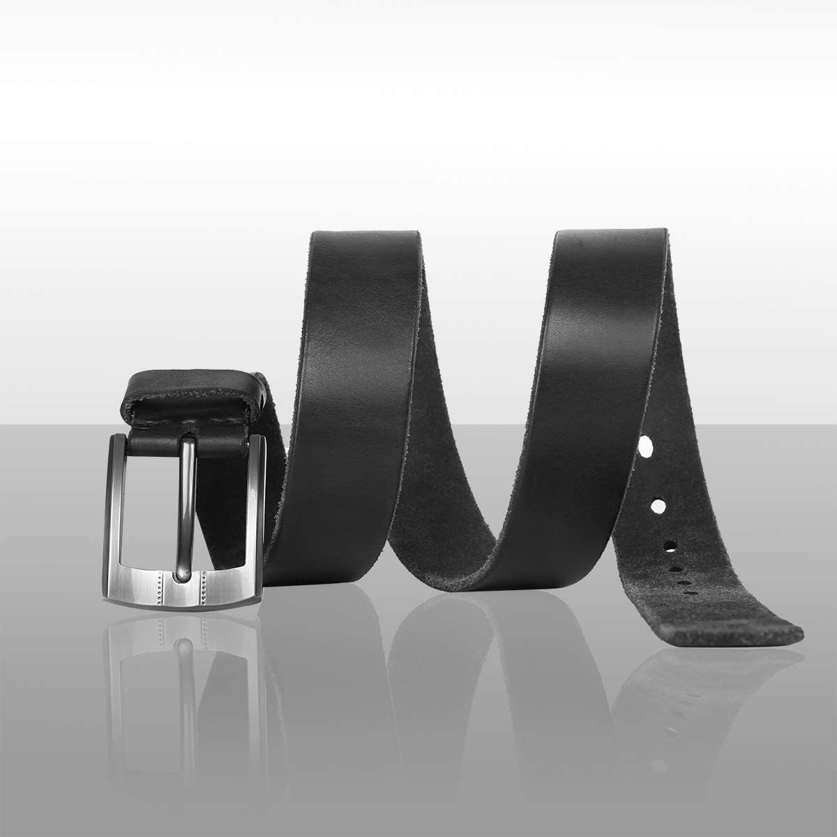 Ledergürtel Herren aus italienischem Rindsleder, 38 mm Breit, verstellbarer Jeansgürtel, Anzuggürtel in Braun und Schwarz
