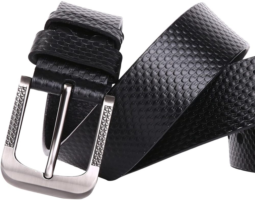 Herren stellbarer Ledergürtel 3.8 CM breiter Jeansgürtel Anzuggürtel Gürtelschnalle Belt Gurt Riemen