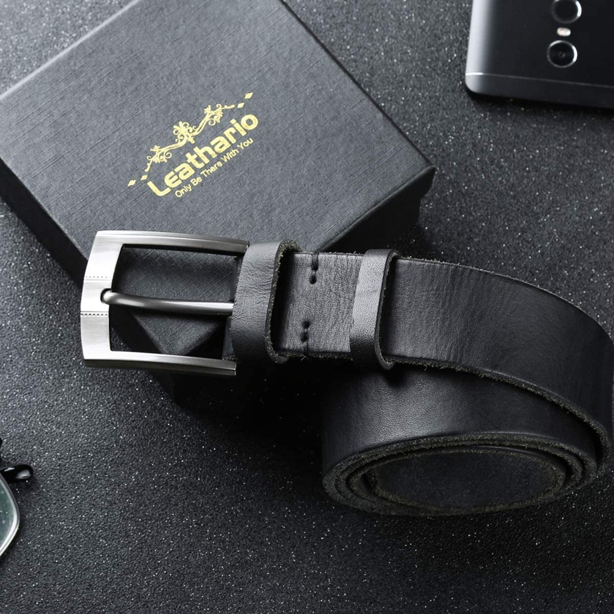 Ledergürtel Herren aus italienischem Rindsleder, 38 mm Breit, verstellbarer Jeansgürtel, Anzuggürtel in Braun und Schwarz