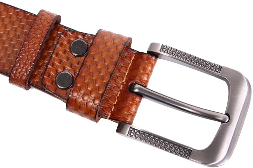Herren stellbarer Ledergürtel 3.8 CM breiter Jeansgürtel Anzuggürtel Gürtelschnalle Belt Gurt Riemen