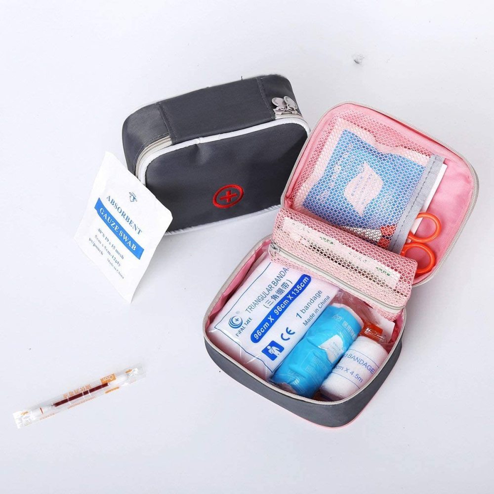 Oxford Gewebe Medizintasche für Notfälle Notfalltaschen Betreuertasche Reiseapotheke Tasche Erste Hilfe Set Medizinkoffer Sanitätstasche Rosa 14cm(L) x 6cm(B) x 11.5cm(H)