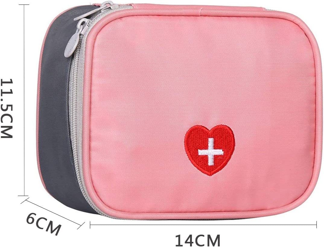 Oxford Gewebe Medizintasche für Notfälle Notfalltaschen Betreuertasche Reiseapotheke Tasche Erste Hilfe Set Medizinkoffer Sanitätstasche Rosa 14cm(L) x 6cm(B) x 11.5cm(H)
