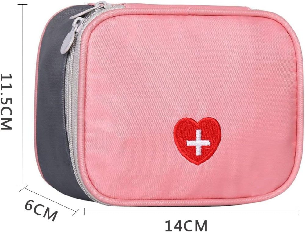 Oxford Gewebe Medizintasche für Notfälle Notfalltaschen Betreuertasche Reiseapotheke Tasche Erste Hilfe Set Medizinkoffer Sanitätstasche Rosa 14cm(L) x 6cm(B) x 11.5cm(H)