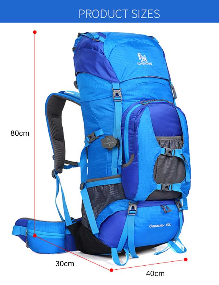 Wanderrucksack, MOLLE, Wasserdicht, Trekkingrucksack, Outdoor, bag, Waterproof, Trageunterstützung aus Aluminiumlegierung, Reisetasche, 1,65 kg, 80 Liter, 80cm * 30cm * 40cm