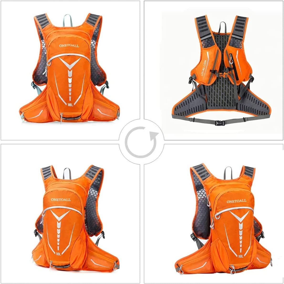 Fahrradrucksack Wanderrucksack 18 L für Damen und Herren Ultraleicht mit Helm Schutz zum Fahrradfahren Sport Uni Schule Wandern Trekking Camping