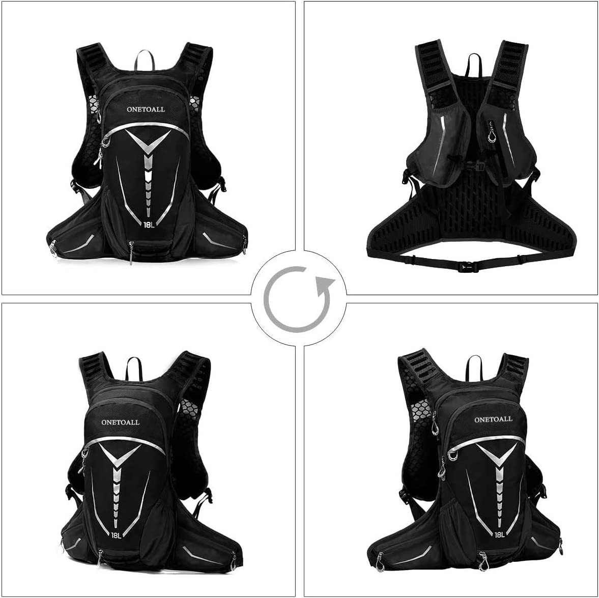 Fahrradrucksack Wanderrucksack 18 L für Damen und Herren Ultraleicht mit Helm Schutz zum Fahrradfahren Sport Uni Schule Wandern Trekking Camping