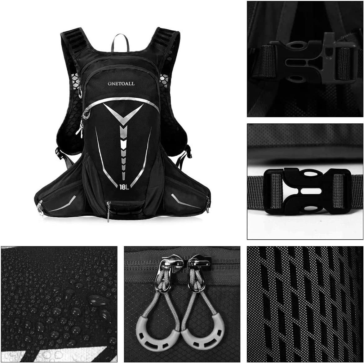 Fahrradrucksack Wanderrucksack 18 L für Damen und Herren Ultraleicht mit Helm Schutz zum Fahrradfahren Sport Uni Schule Wandern Trekking Camping