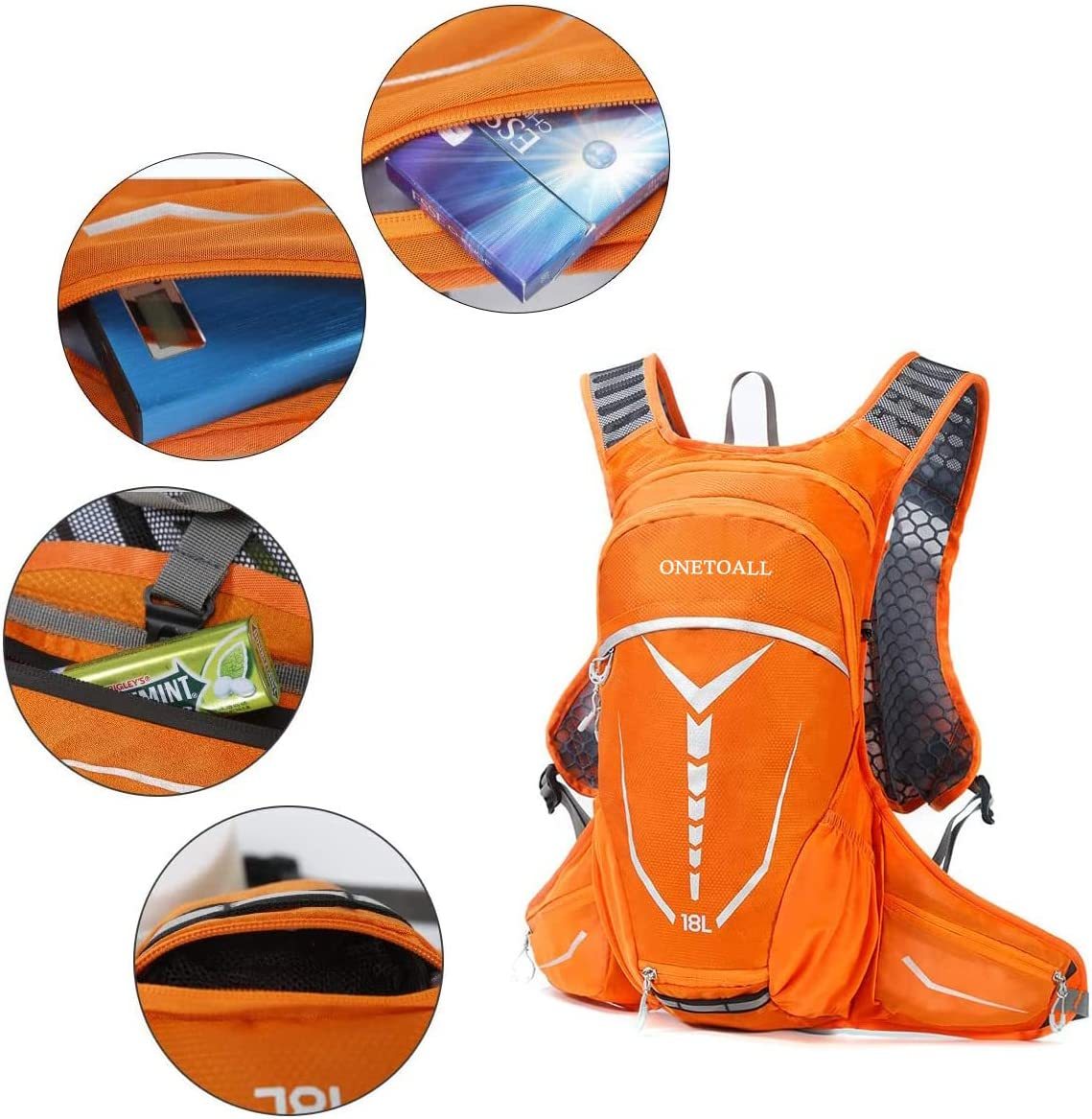 Fahrradrucksack Wanderrucksack 18 L für Damen und Herren Ultraleicht mit Helm Schutz zum Fahrradfahren Sport Uni Schule Wandern Trekking Camping