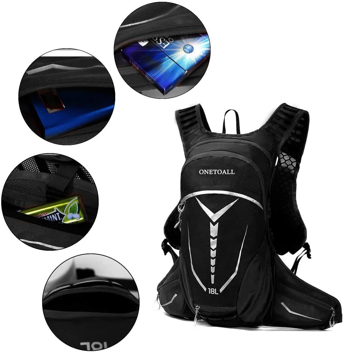 Fahrradrucksack Wanderrucksack 18 L für Damen und Herren Ultraleicht mit Helm Schutz zum Fahrradfahren Sport Uni Schule Wandern Trekking Camping