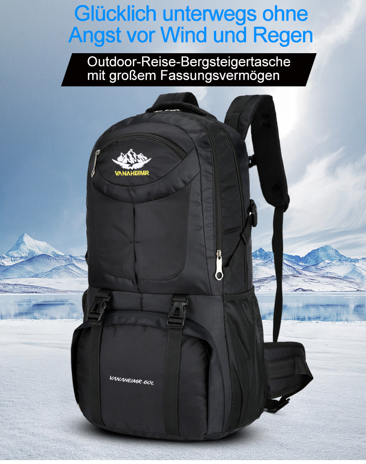 60L Wanderrucksack, MOLLE, Wasserdicht, Trekkingrucksack, Outdoor, bag, Waterproof, Reisetasche, 0.96 kg, 60 Liter, Reisetasche, 62cm * 36cm * 24cm, Daypack, Reiserucksack, Wochendtrip, Justierbar, Ergonomisch