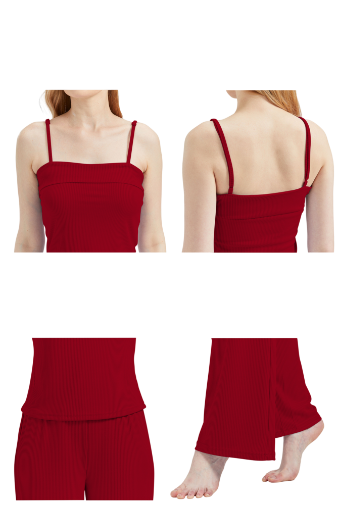 RAIKOU Schlafanzüge Für Damen Lange Schlafanzughose Set Nachtwäsche Hausanzug Freizeitanzug Zweiteiliger V-Ausschnitt Pyjama Set Nachthemd Pyjama Set Nachtwäsche Sleepwear