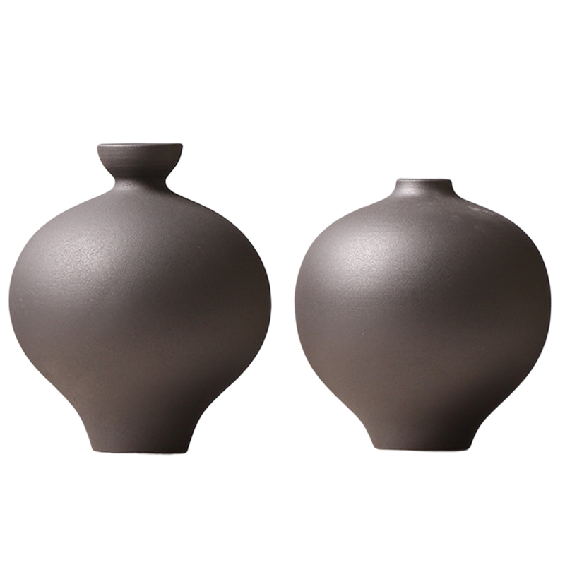 2er-Set Blumenvasen Bauchvasen Tischvase Ton Amphore für Dekor aus Natur Clay 100% Handgefertigt
