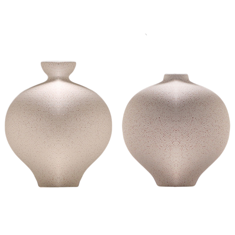 2er-Set Blumenvasen Bauchvasen Tischvase Ton Amphore für Dekor aus Natur Clay 100% Handgefertigt