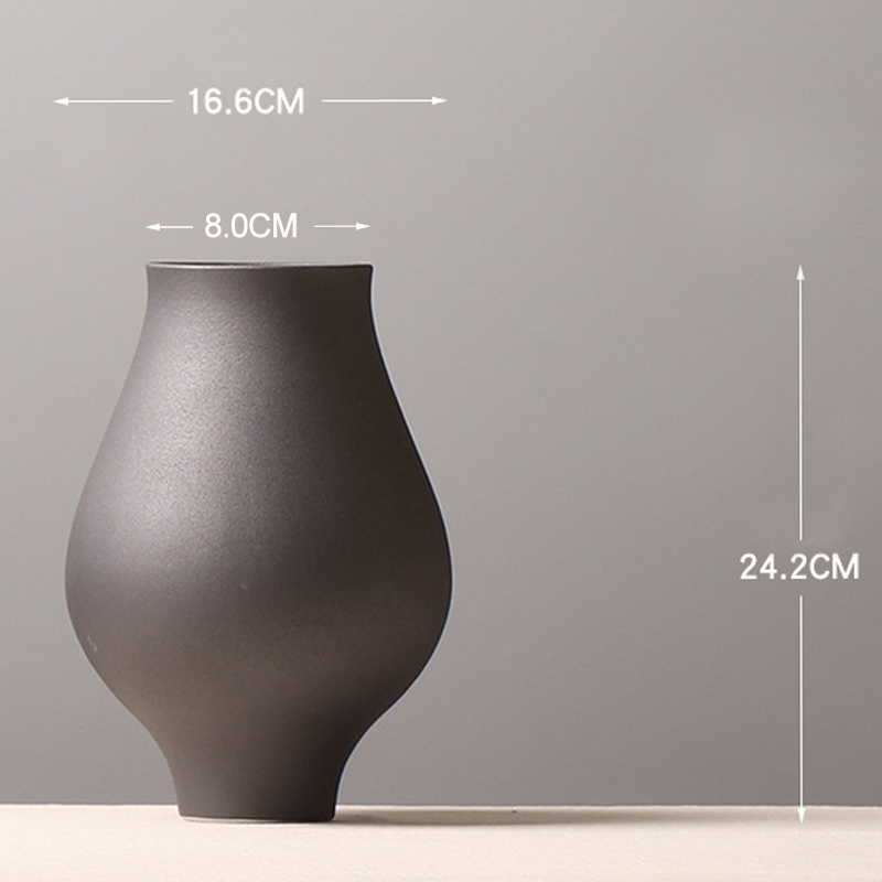 2er-Set  Keramik Vase matt Dekovase Tischvase , für Dekor aus Natur Clay, 100% Handarbeit Schwarz