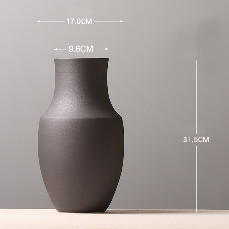 2er-Set  Keramik Vase matt Dekovase Tischvase , für Dekor aus Natur Clay, 100% Handarbeit Schwarz