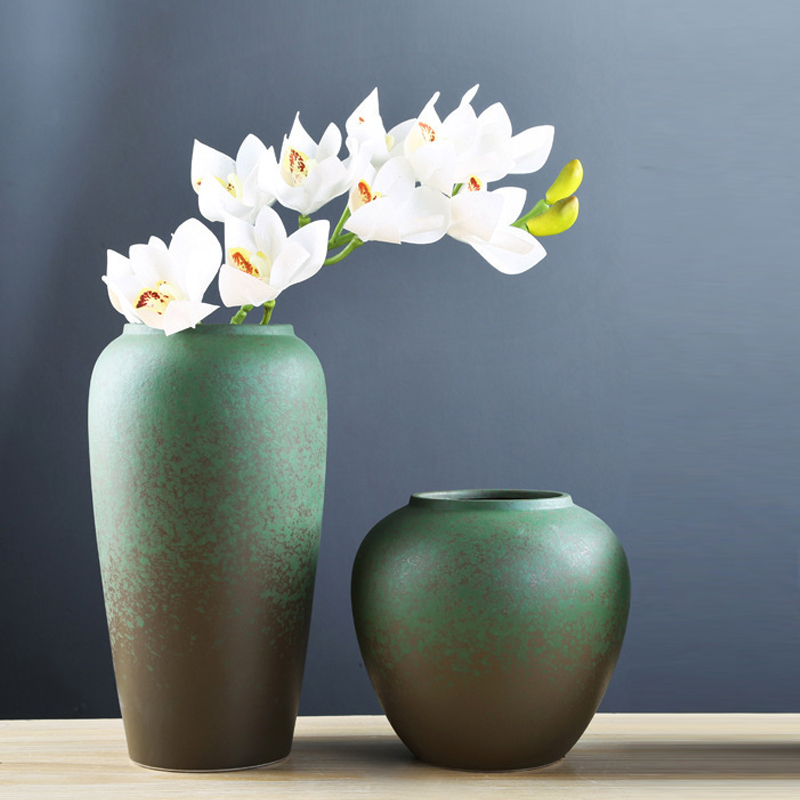 RAIKOU Dekovase Dekorative 2er-Set Blumenvase Elegante Tischdeko Keramikvase 100% Handgefertigt