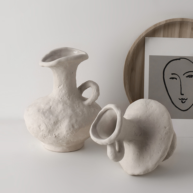 Design, Vasen, Set, 3-Teilig, Dekoration, Antike, Amphora Blumenvasen, Rustikal, Rau, Moderne, Töpfern, Lehm-Optik, DIY-Optik