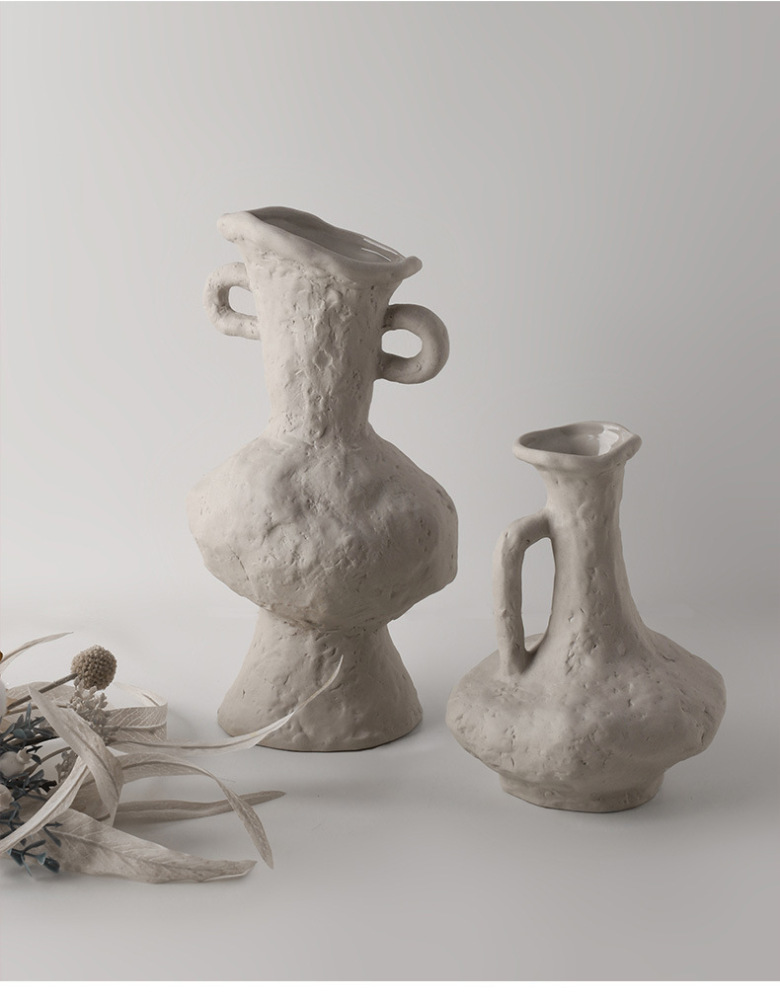 Design, Vasen, Set, 3-Teilig, Dekoration, Antike, Amphora Blumenvasen, Rustikal, Rau, Moderne, Töpfern, Lehm-Optik, DIY-Optik