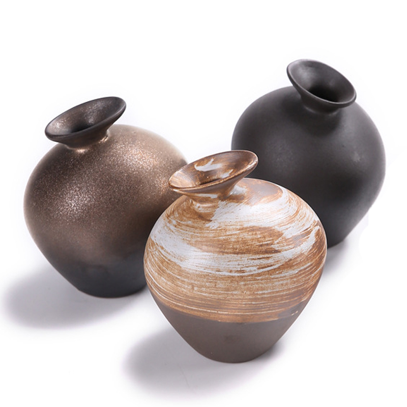 Vase, Tonvase，Clay, Set, Elegant, Klassische Form, Blumenvase, Zimmerdekoration, Wohnzimmer, Amphore, Minimal, Dezent, Bauchige Vase, Kugelform