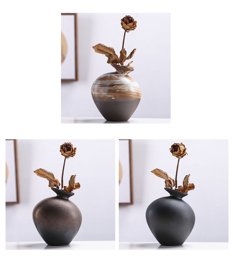 Vase, Tonvase，Clay, Set, Elegant, Klassische Form, Blumenvase, Zimmerdekoration, Wohnzimmer, Amphore, Minimal, Dezent, Bauchige Vase, Kugelform