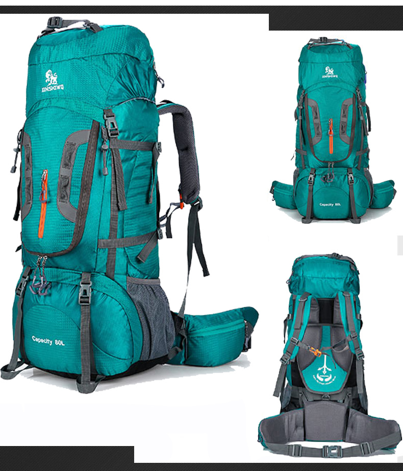 80L Wanderrucksack, MOLLE, Wasserdicht, Trekkingrucksack, Outdoor, bag, Waterproof, Trageunterstützung aus Aluminiumlegierung, Reisetasche, 1,65 kg, 80cm * 30cm * 40cm